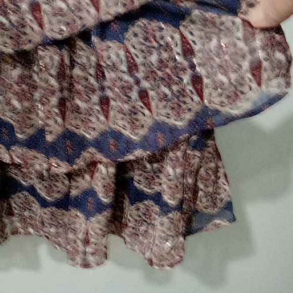 Dex Blue Wine Floral Ruffled Long Sleeve Dress - Picture 5 of 6